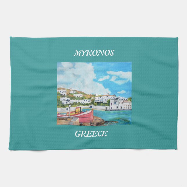Mykonos - Grekland - amerikanMoJo kökshandduk (Horisontell)