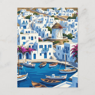 Mykonos Grekland Cykladerna Resa Gata Vykort