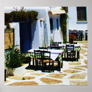 Mykonos Grekland, grekiska öar, Cafe Poster