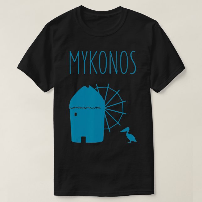 Mykonos, Grekland Iconic Kvarn & Petros the Pelic T Shirt (Design framsida)