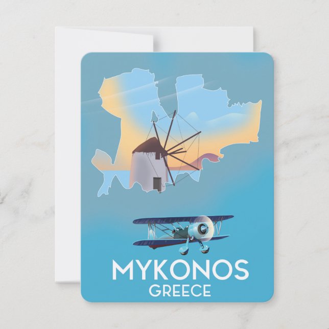 Mykonos Grekland Karta reseinlägg (Framsida)