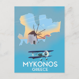 Mykonos Grekland Karta reseinlägg Vykort