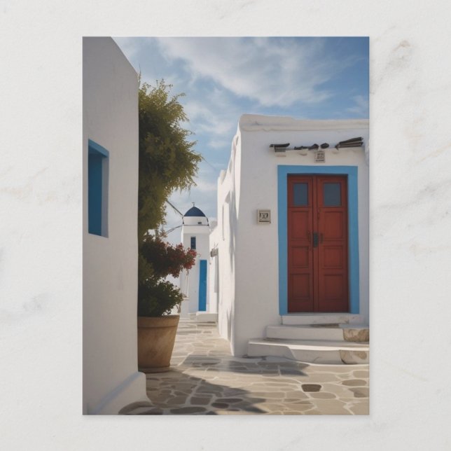 Mykonos Grekland Reseskort Brevkort Inbjudan Vykort (Framsida)
