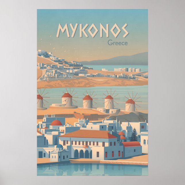 Mykonos Grekland Reseskylt Poster (Framsidan)
