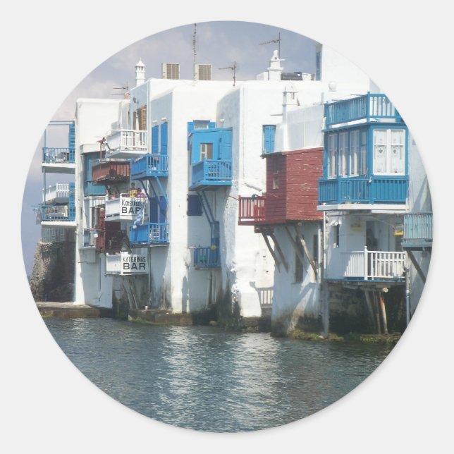 Mykonos, Grekland Runt Klistermärke (Framsida)