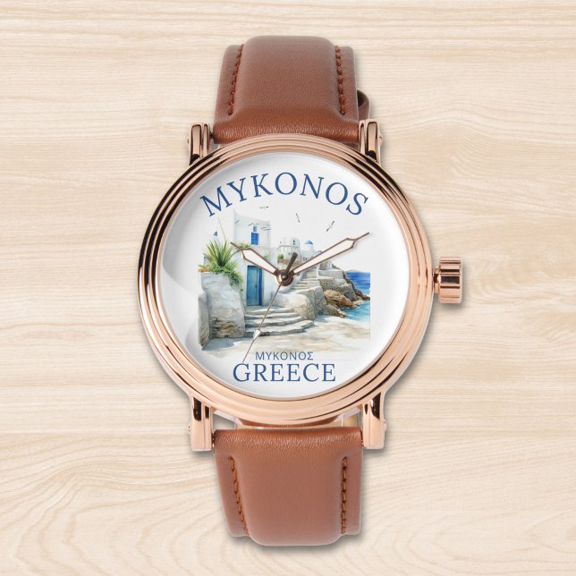 Mykonos in Watercolor Bliss Armbandsur (Skapare uppladdad)