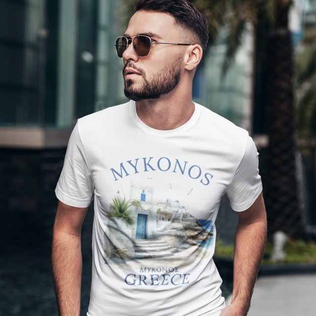 Mykonos in Watercolor Bliss T Shirt (Skapare uppladdad)