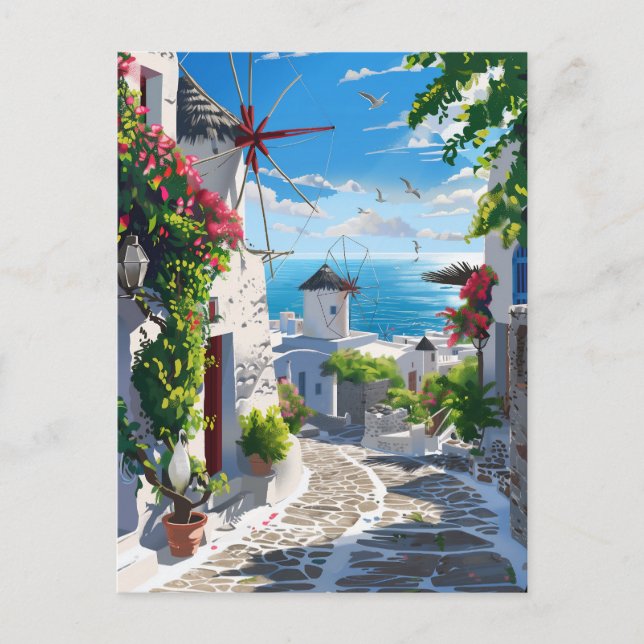 Mykonos Sea View Street Vykort (Framsida)