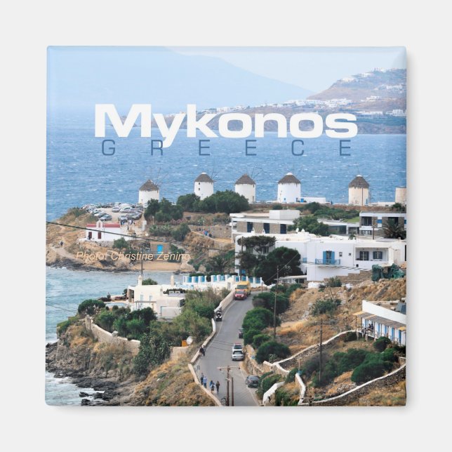 Mykonos Seaside Greece Souvenir Fridge Magnet (Framsidan)