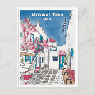 Mykonos Stad Grekland Reseskiss Vykort