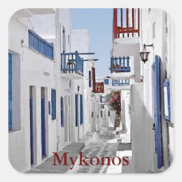 Mykonos Sticker Fyrkantigt Klistermärke