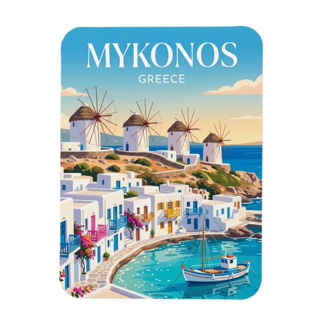 Mykonos Town Grekland Magnet (Vertikal)