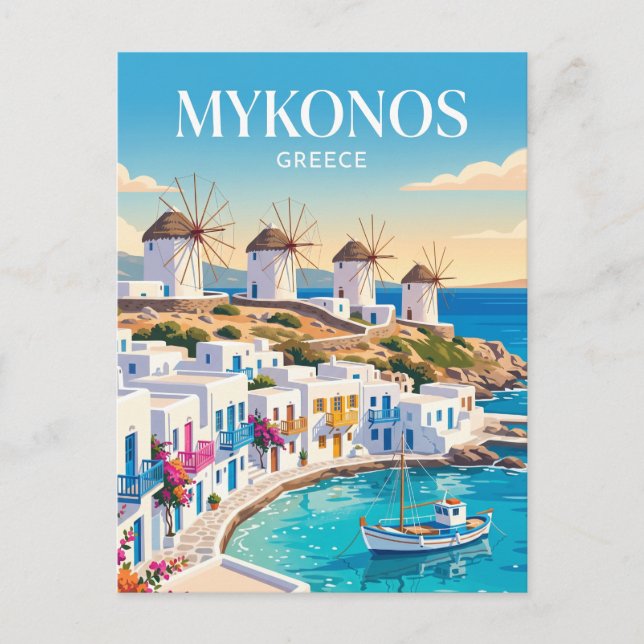Mykonos Town Grekland Vykort (Framsida)
