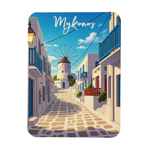 Mykonos Väg Grekland Cyclades Travel Magnet