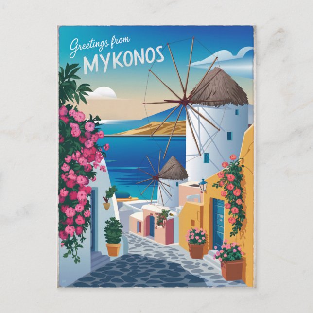 Mykonos Vintage Vykort (Framsida)