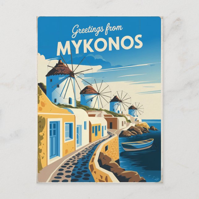 Mykonos Vintage Vykort (Framsida)