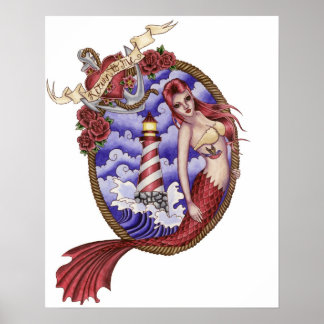 Myna - Tattoo-Sjöjungfru Poster