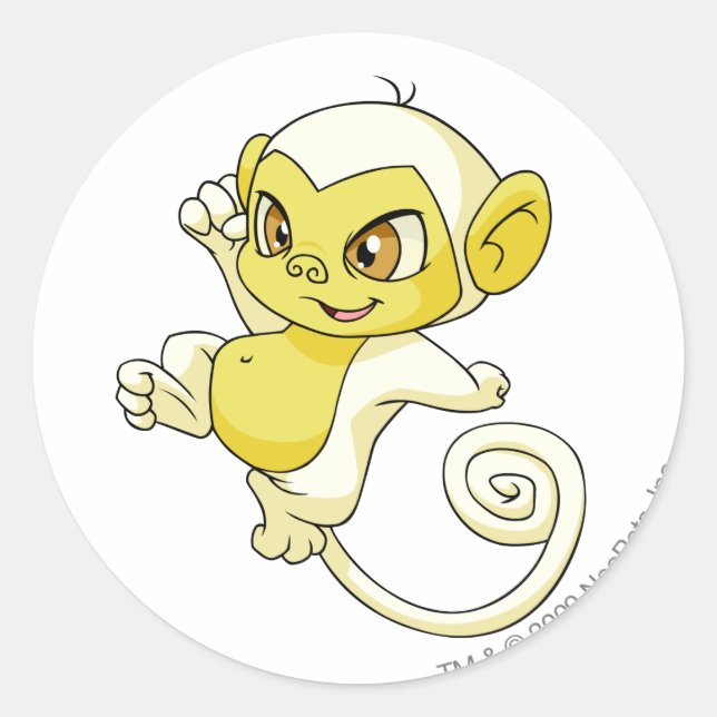 Mynci White Runt Klistermärke (Framsida)