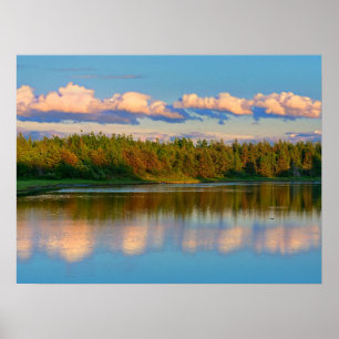 Mynning vid solnedgång   New Brunswick, Kanada Poster