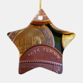 Mynt för tur julgransprydnad keramik