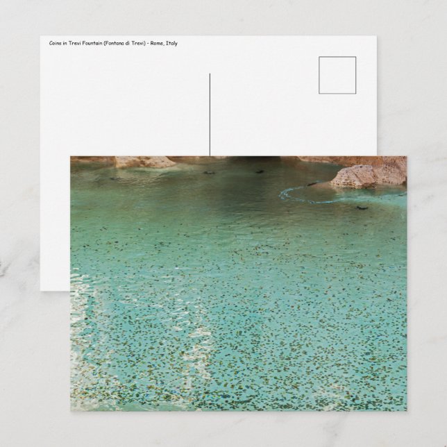 Mynt i Trevi-fontänen - Rom, Italien Vykort (Fram/baksida)