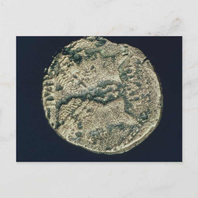 Mynt med Julius Caesars och Augustus chefer Vykort (Framsida)