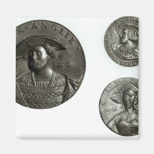 Mynt som visar Henry VIII och Anne Boleyn Magnet