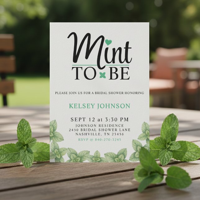 Mynta Att Vara Mynta Bröllopsdusch Inbjudningar (Mint to Be Mint Leaf Bridal Shower Invitation
)