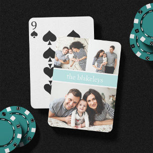 Mynta   Fotokollage för Personlig Family Namn Casinokort
