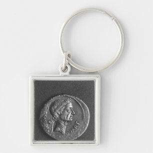 Mynta med ett porträtt av Julius Caesar Fyrkantig Silverfärgad Nyckelring