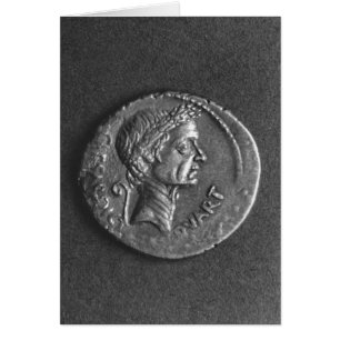 Mynta med ett porträtt av Julius Caesar Hälsningskort