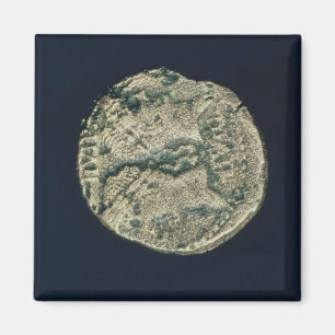 Mynta med huvud av Julius Caesar och Augustus Magnet