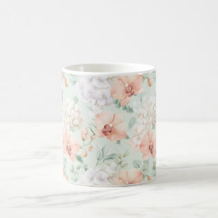Mynta Persika Orkidé Blommor Kaffemugg