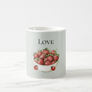 Mynta Röda Jordgubbar & Nyckelpigor Kaffemugg