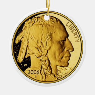 Myntar motståndskraftig guld- guldtacka 2006 för julgransprydnad keramik