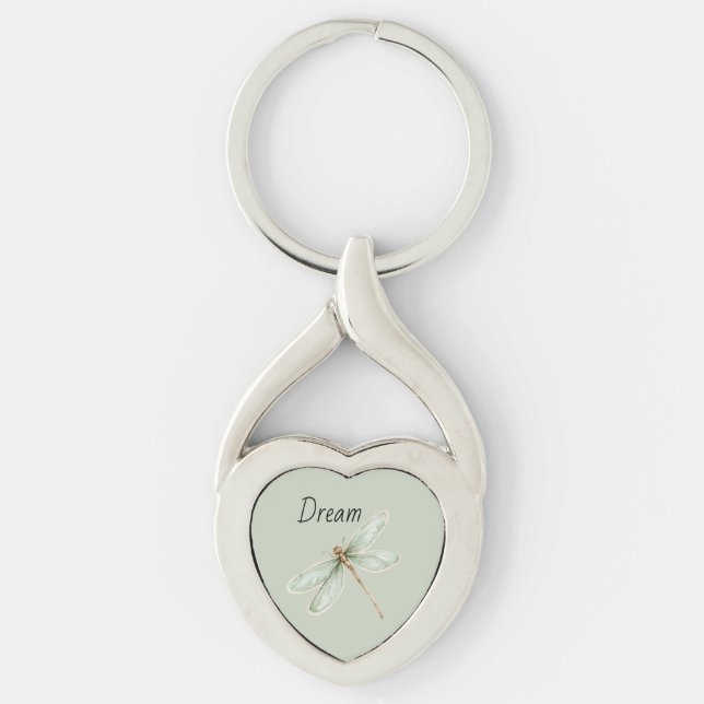 Myntdrömmadsflyg Twisted Heart Silverfärgad Nyckelring (Framsidan)