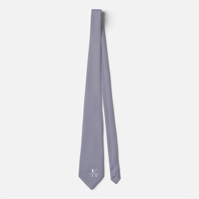 Myntgrå Elegant Monogram + Namn Slips (Framsida)
