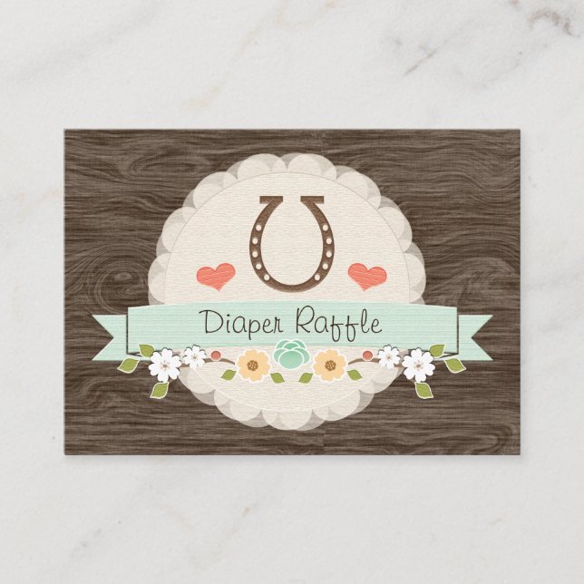 Mynthästsko Western Blöja Lotteri Biljett Tilläggskort (Framsida)