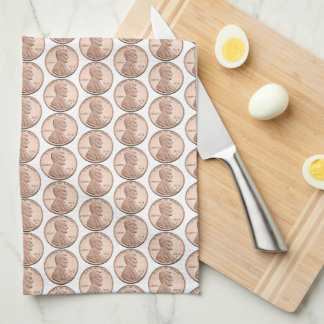 Myntmönster för kopparpenny – Lincoln Cent-design Kökshandduk