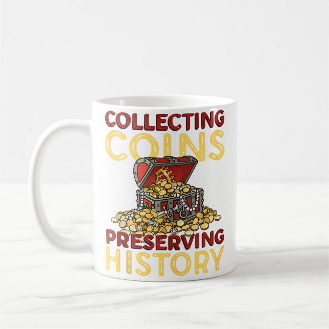 Myntsamlande Bevarar Historia Sällsynta Myntsamlin Kaffemugg (Vänster)