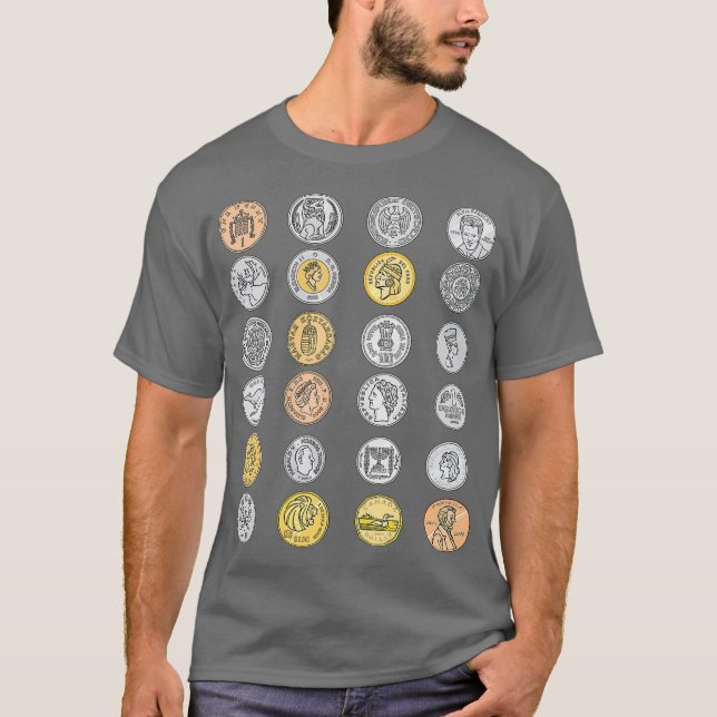 Myntsamling för numismatist Coin Collector T Shirt (Framsida)