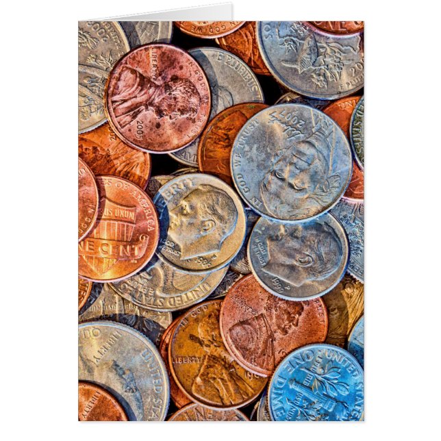 myntvaluta hälsningskort (Framsidan)