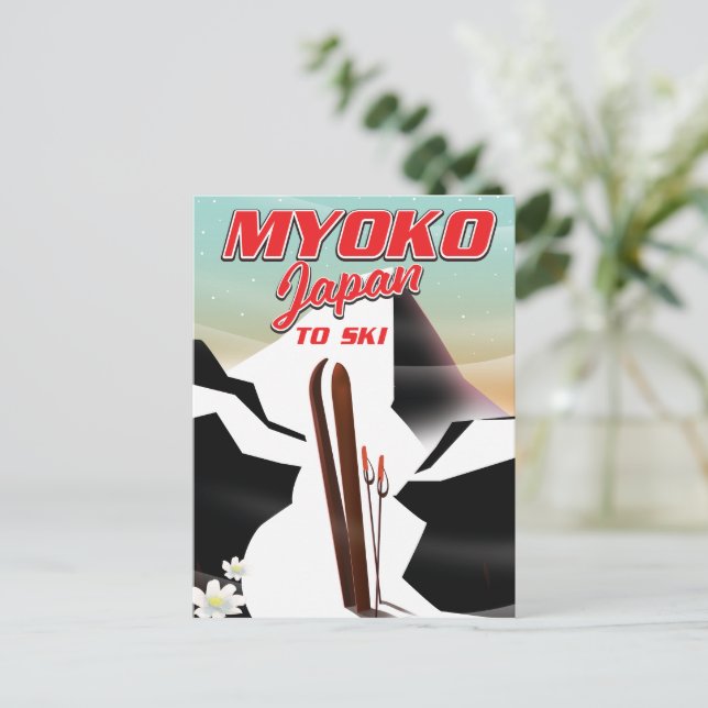 myoko japan ski poster vykort (Stående Fram)