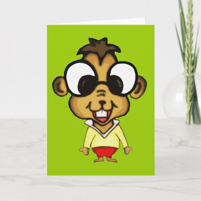 Myopic Chipmunk Greeting Card Kort (Framsida)
