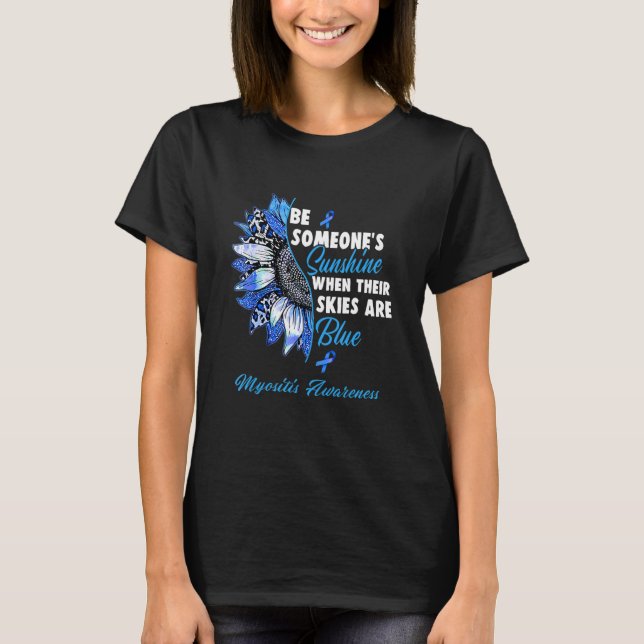 Myositis Awareness Blue Ribbon Solros T Shirt (Framsida)