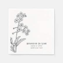 Myosotis WildblomGlöm-me-not Boho Black White