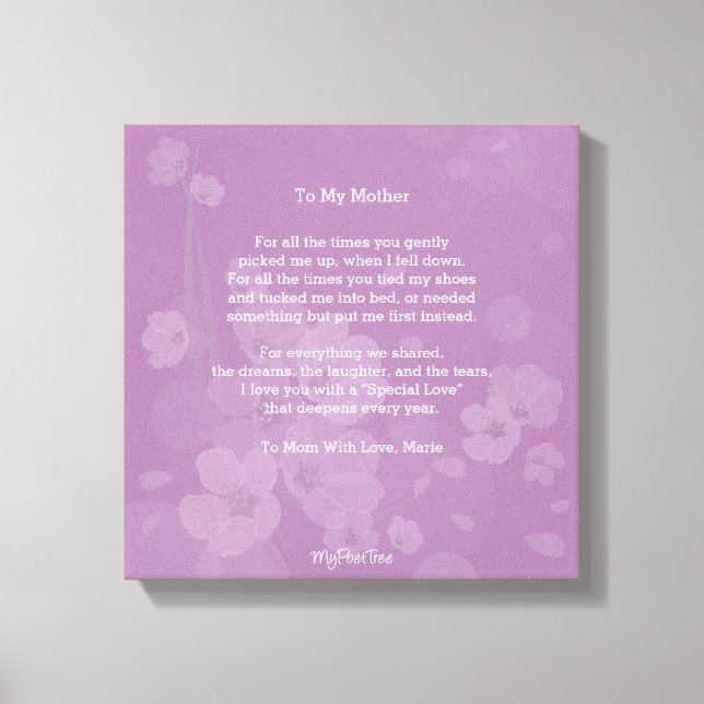 MyPoetTree, till min Mor, Canvastryck (Framsida)