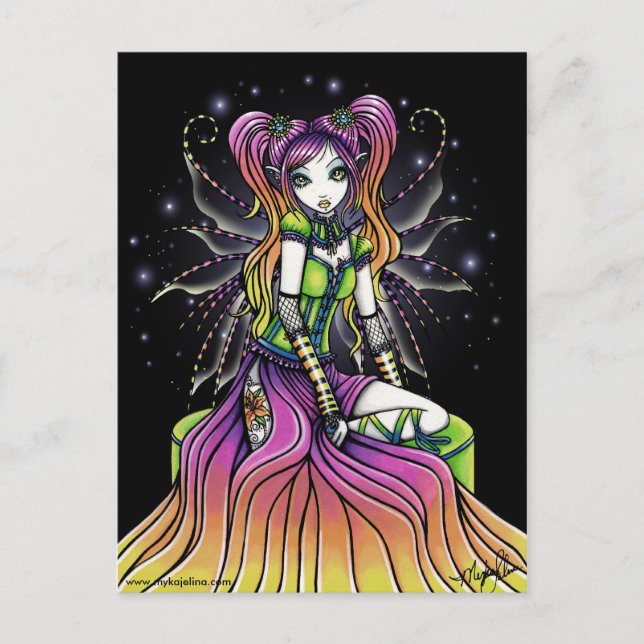 Myra Celestial Rainbow Fairy Art Postcard Vykort (Framsida)
