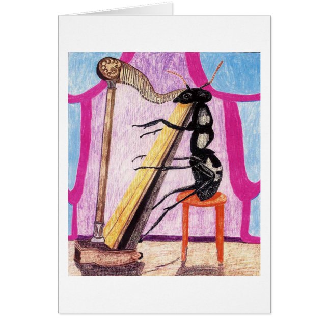 Myran Daphne leker harpan Hälsningskort (Framsidan)