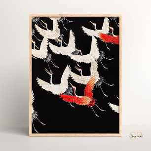 Myriad Flies Cranes on Furisode Japansk Art Poster